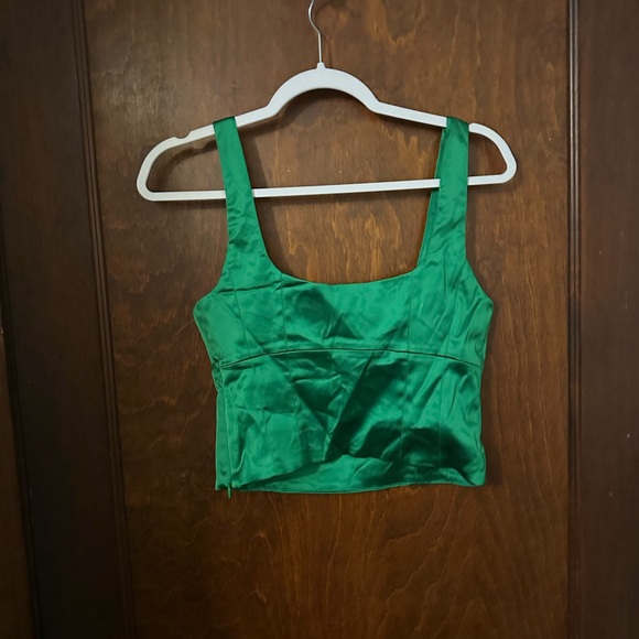 Aritzia Wilfred Shine Bustier Gloss Kelly Green Corset Tank Top Size M - Picture 3 of 5